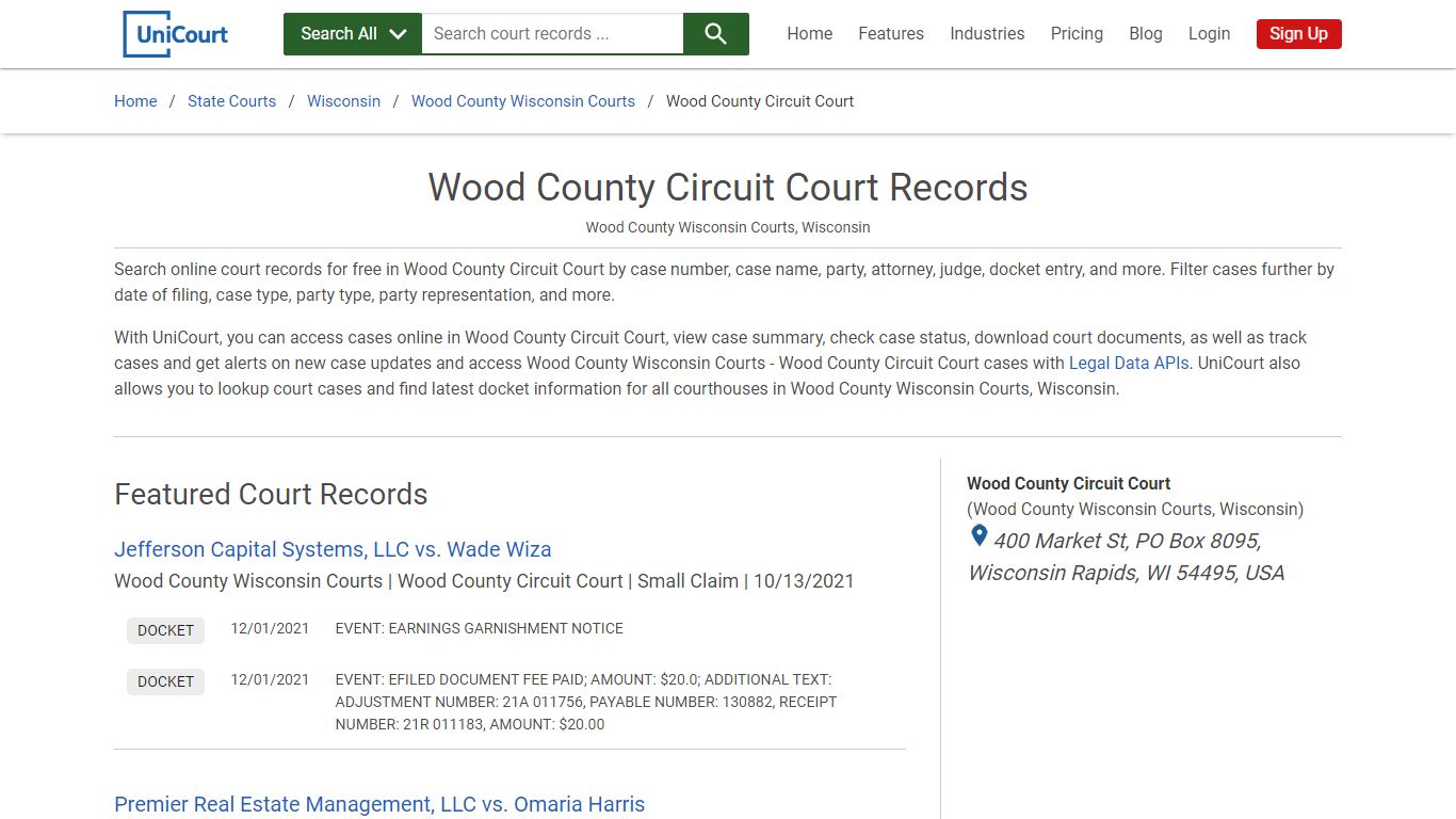 Wood County Circuit Court Records | Wood | UniCourt